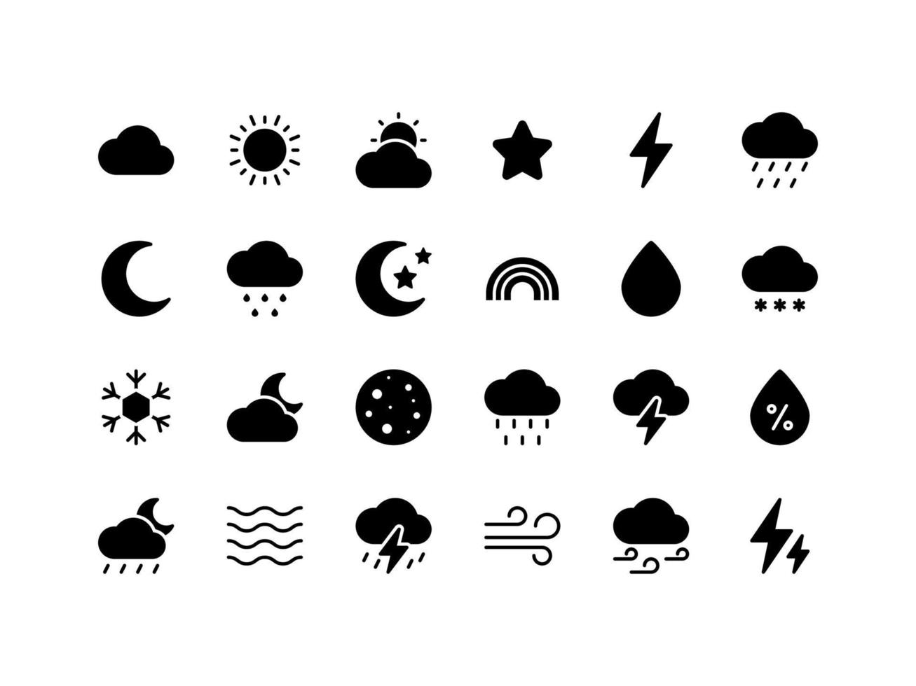 väder ikonuppsättning glyph vektor