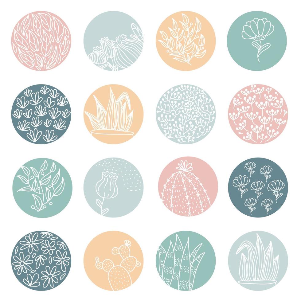 Highlight Cover Set abstrakte florale botanische Ikonen für Social Media und Set of Story vektor