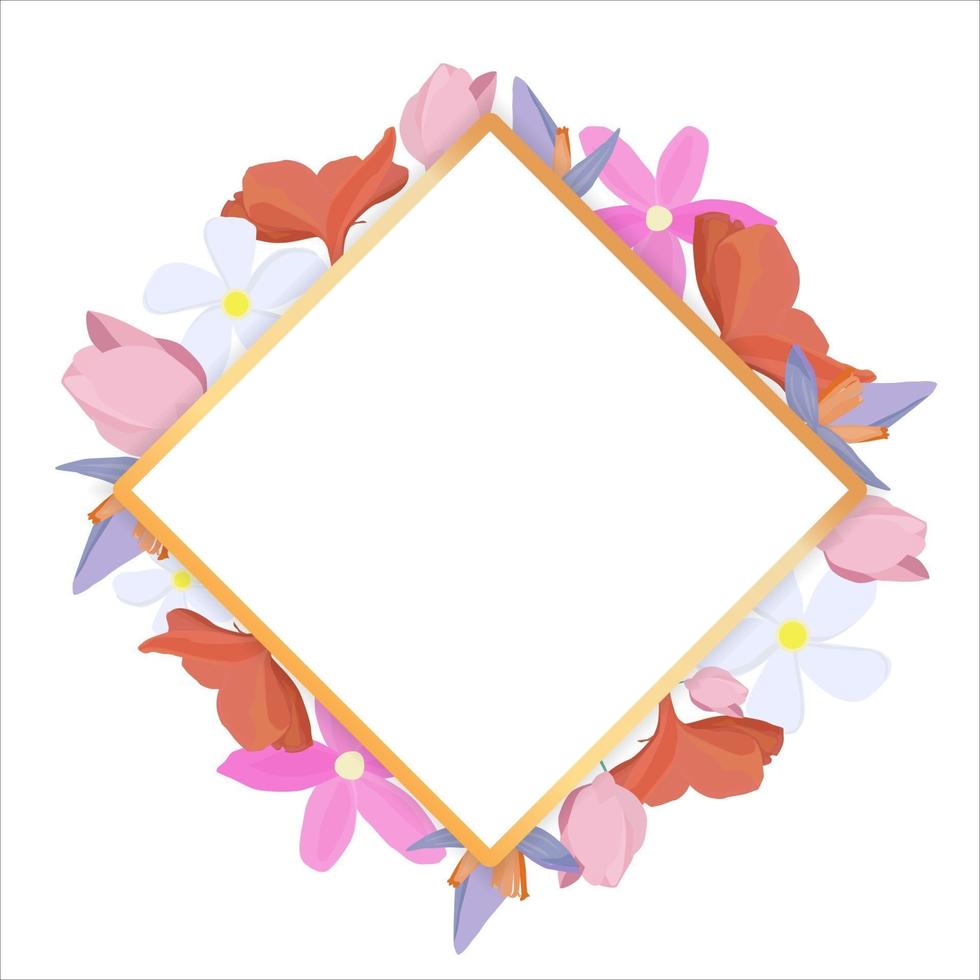 tropische Blumen um einen weißen Rahmen kopieren Raum hellen abstrakten Hintergrund für Banner Flyer oder Cover mit Kopie Raum für Text oder Emblem vektor