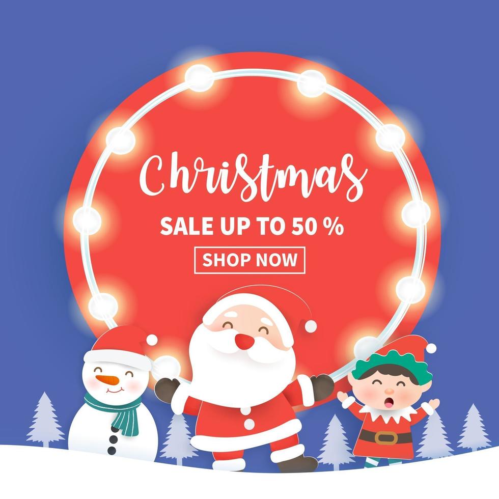 jul försäljning banner med jultomten vektor