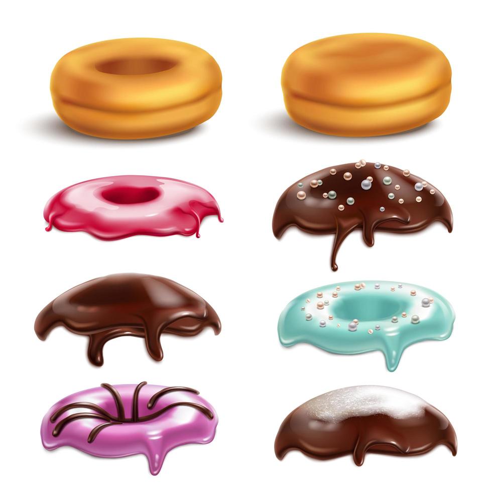 Donut Toppings realistische Set Vektor-Illustration vektor