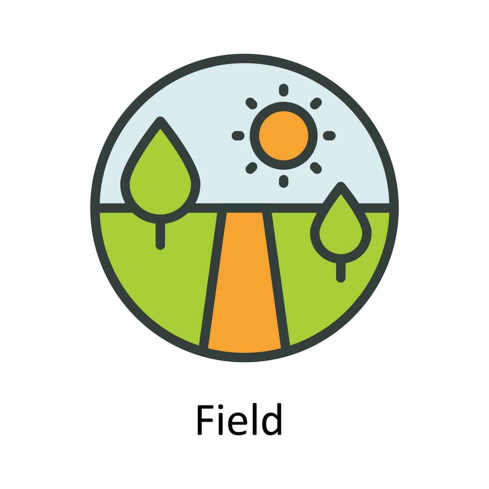 fält vektor fylla översikt ikon design illustration. lantbruk symbol på vit bakgrund eps 10 fil
