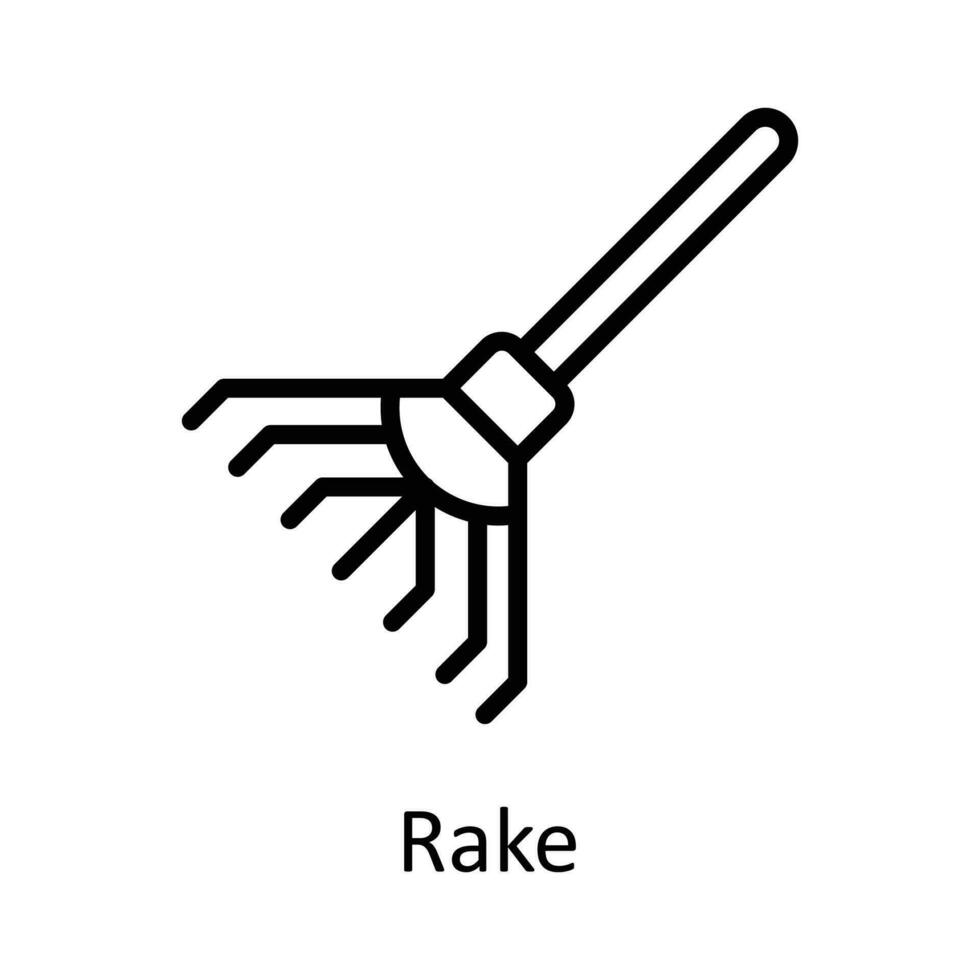 räfsa vektor översikt ikon design illustration. lantbruk symbol på vit bakgrund eps 10 fil