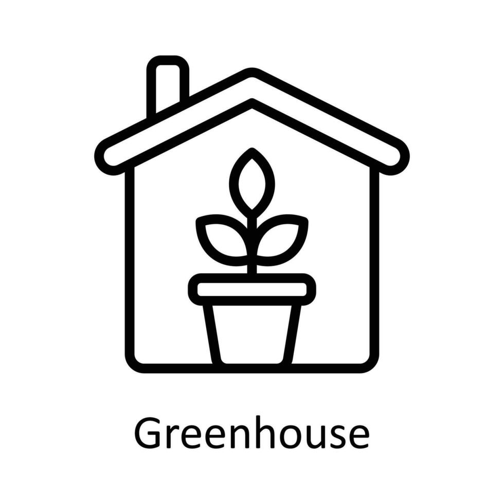 Gewächshaus Vektor Gliederung Symbol Design Illustration. Landwirtschaft Symbol auf Weiß Hintergrund eps 10 Datei