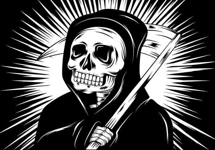 skull reaper linocut illustration vektor