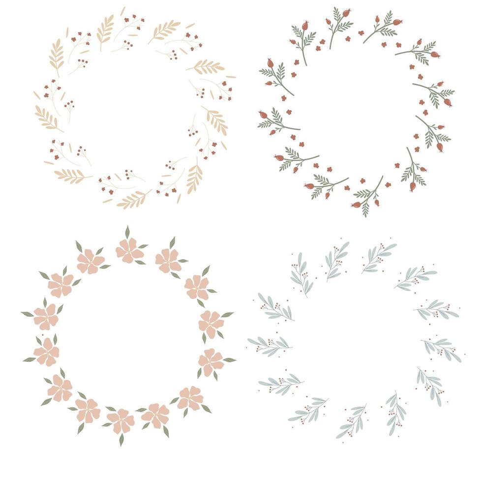 handritad design av färgglada blommiga kranselement som för inbjudan och bröllopskort vektorillustration design isolerad vit bakgrund vektor