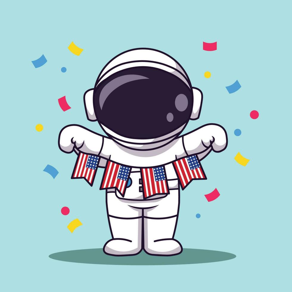 söt astronaut vektor flagga USA särskild för födelsedag USA