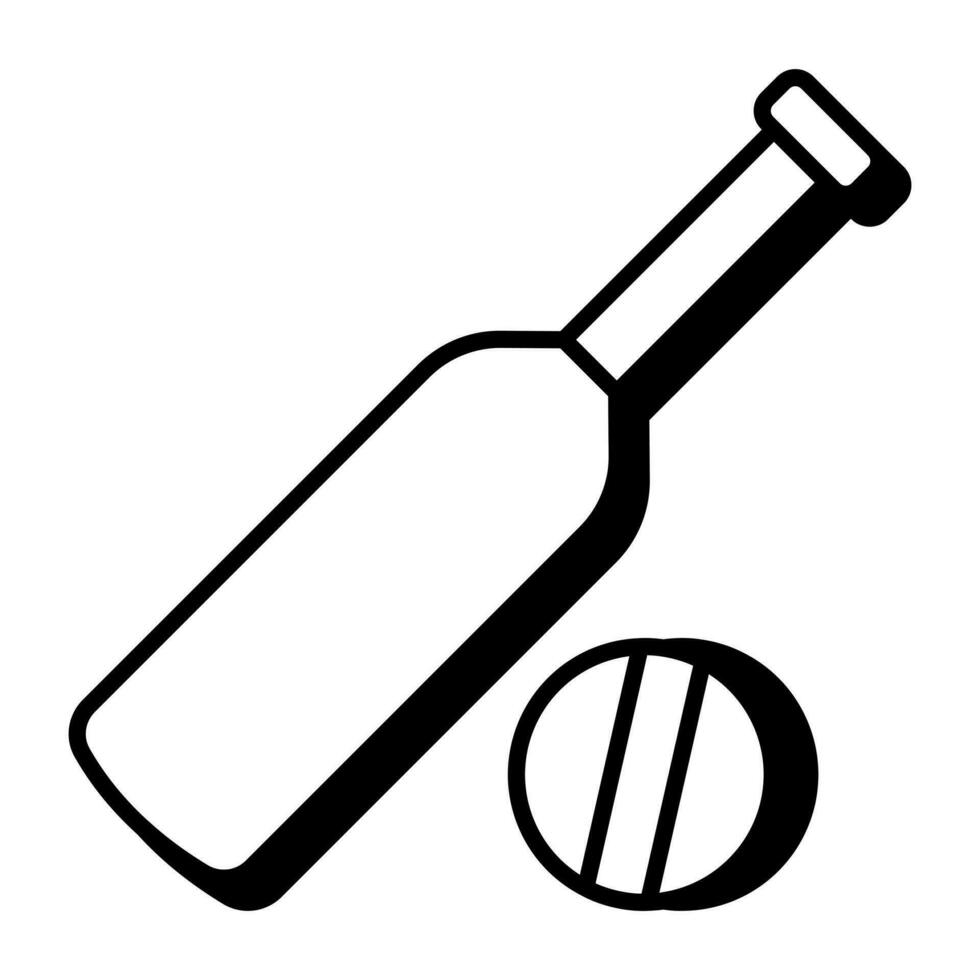 Schläger mit Ball, Cricket-Ikone vektor