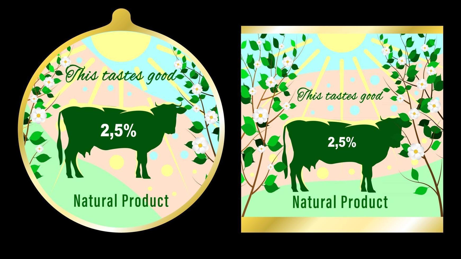 Naturproduktetikett für Kuh vektor