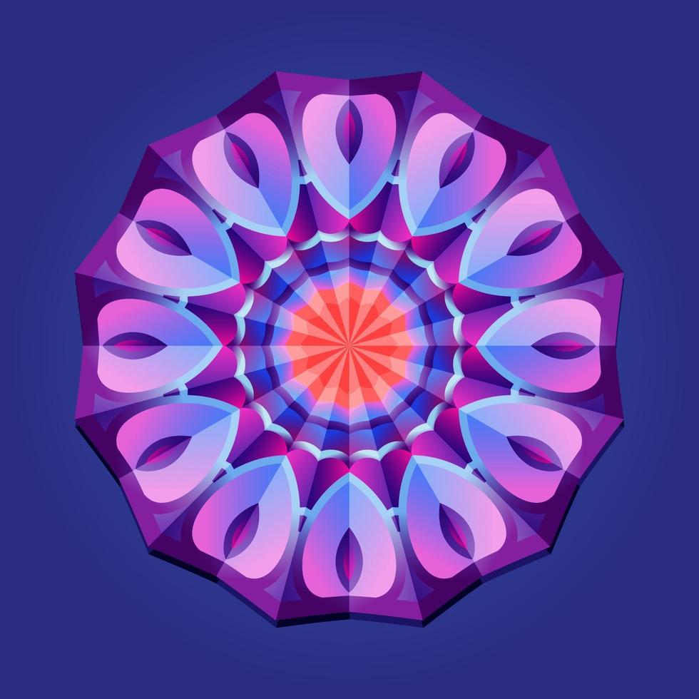 detta är en violett geometrisk polygonal mandala med blommönster vektor