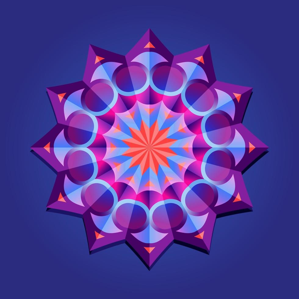 Dies ist violett ein geometrisches polygonales Mandala in Form eines Sterns mit einem Blumenmuster vektor