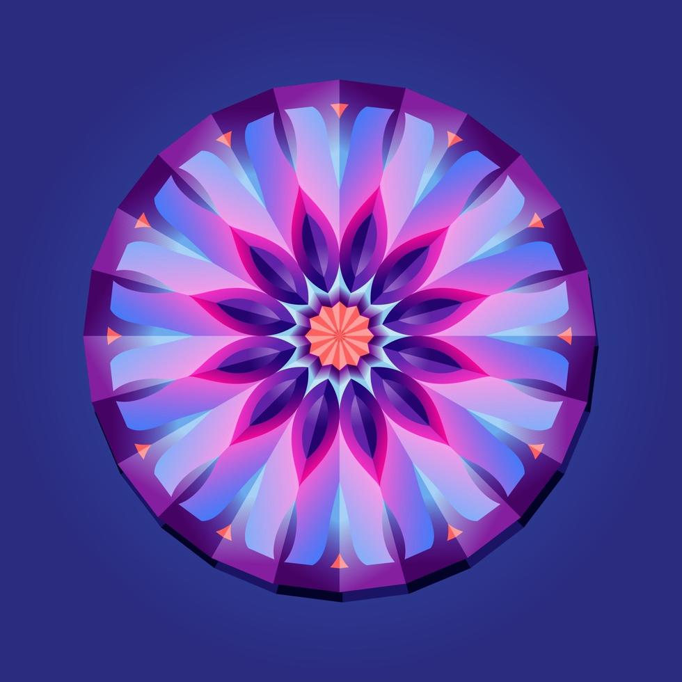detta är en violett geometrisk polygonal mandala med ett orientaliskt fläktmönster vektor