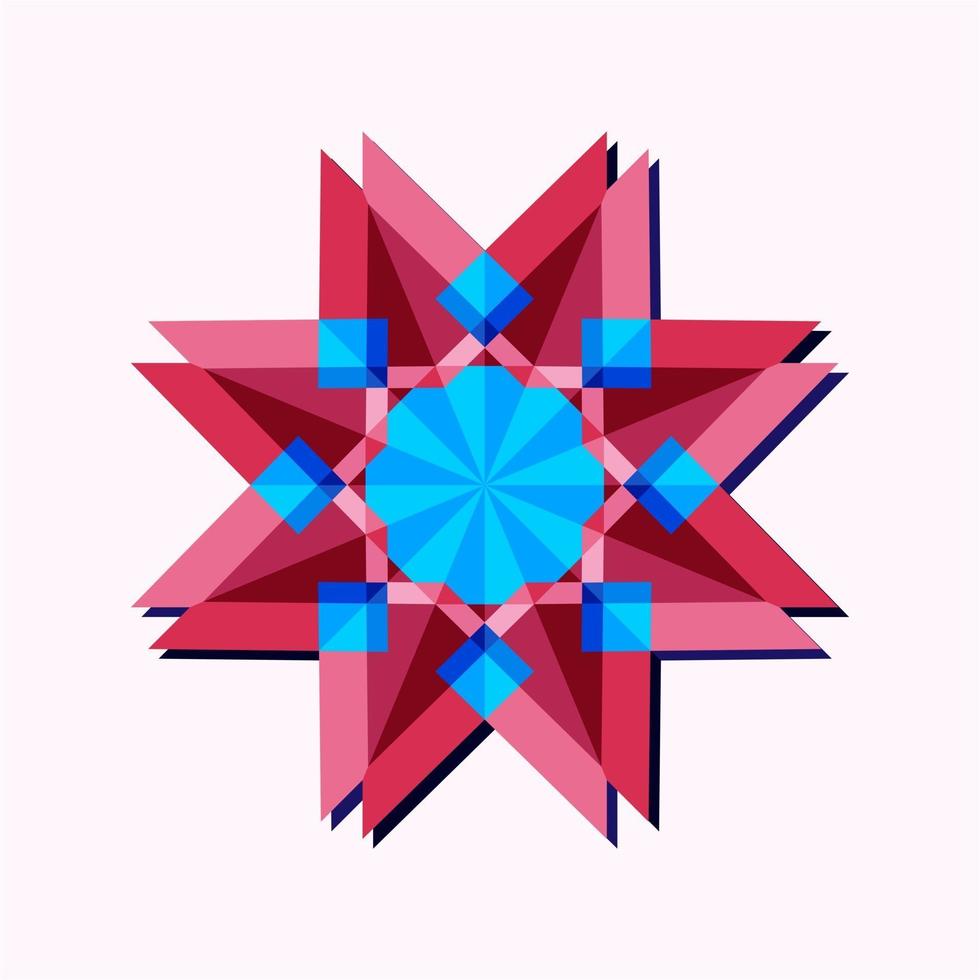 detta är en rosa geometrisk polygonal stjärna i form av en kristall vektor