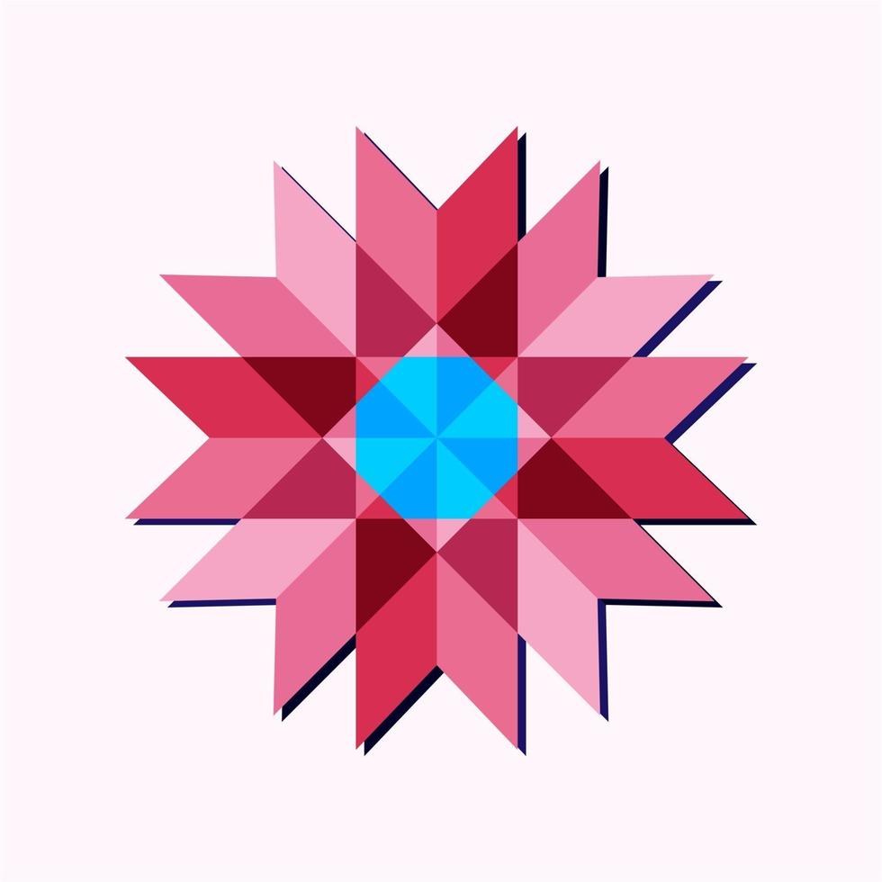 Dies ist ein rosa geometrisches polygonales Mandala in Form einer Kristallschneeflocke vektor