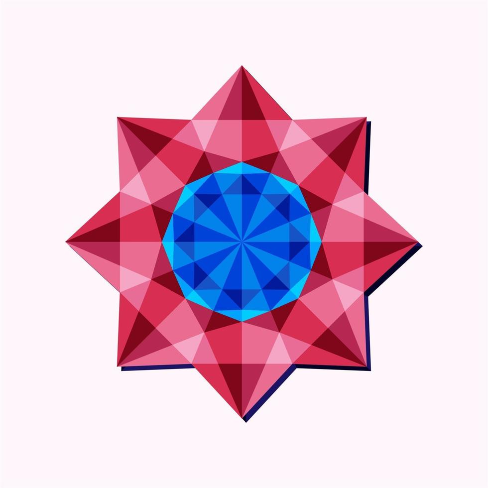 detta är en rosa geometrisk polygonal mandala i form av en ädelsten vektor