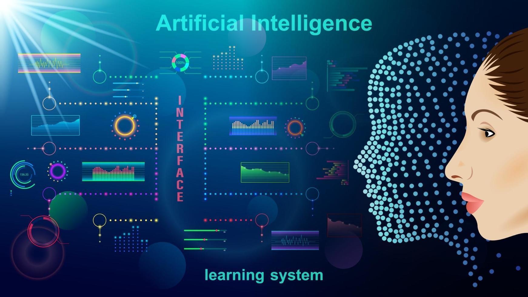 gränssnitt virtuell infografisk skärm kvinnligt ansikte vektor