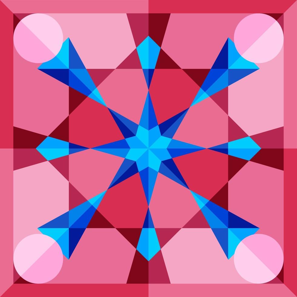 detta är ett blått och rosa geometriskt polygonalt kalejdoskopmönster vektor