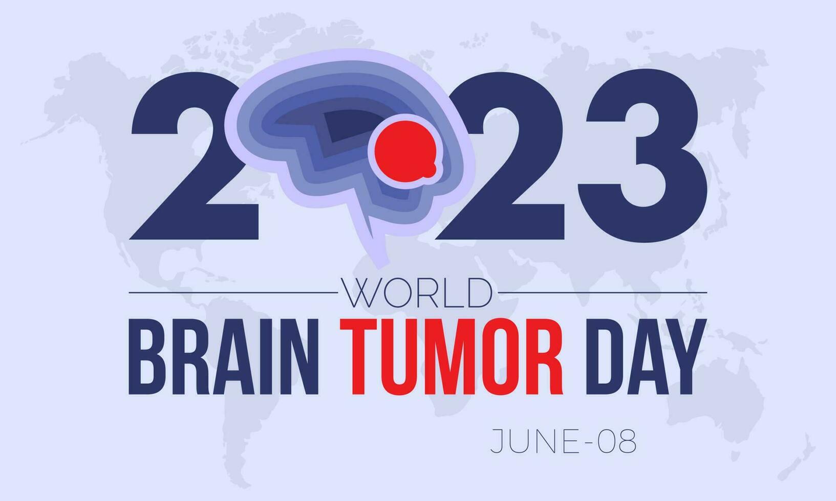 2023 begrepp värld hjärna tumör dag vektor illustration medvetenhet baner mall