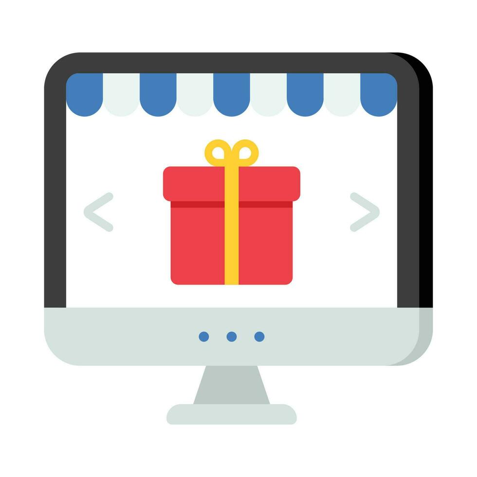 online Geschenk Einkaufen Vektor eben Symbol Design Illustration. Einkaufen und e Handel Symbol auf Weiß Hintergrund eps 10 Datei