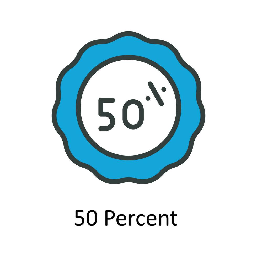 50 procent vektor fylla översikt ikon design illustration. arbete i framsteg symbol på vit bakgrund eps 10 fil