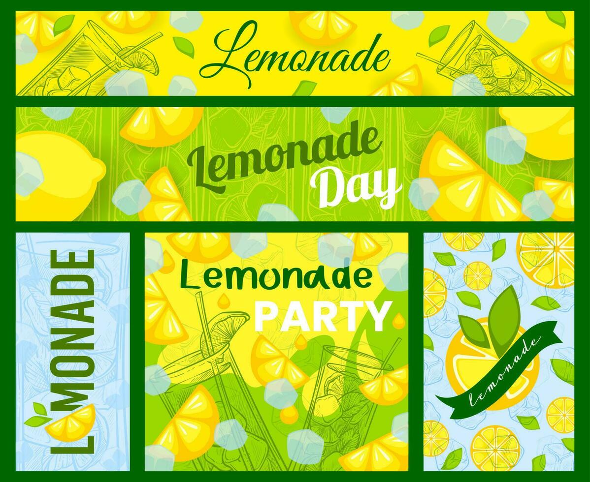 Sammlung von Banner zum Werbung Limonade. vektor