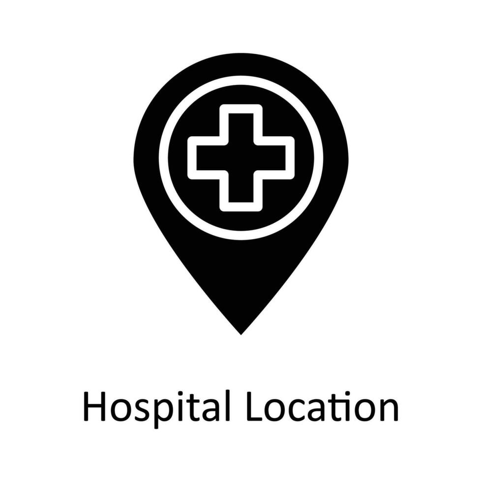 Krankenhaus Ort Vektor solide Symbol Design Illustration. Ort und Karte Symbol auf Weiß Hintergrund eps 10 Datei