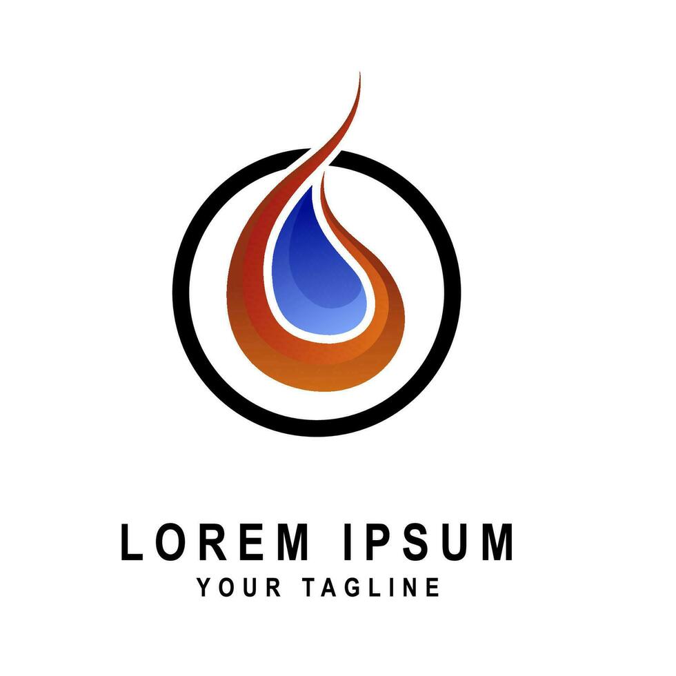 Flamme und Wasser Logo Kombination Vorlage Design Symbol Vektor Illustration