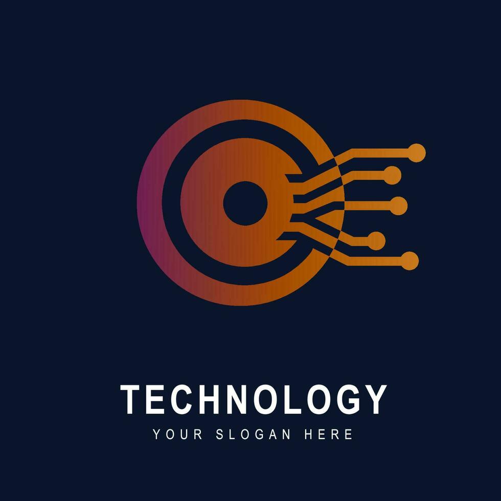 technologie-logo einfaches tech-design. Vektor kreativer abstrakter Kreis modernes Symbol für Bautechnik oder Logo-Vorlage für digitales Kommunikationskonzept