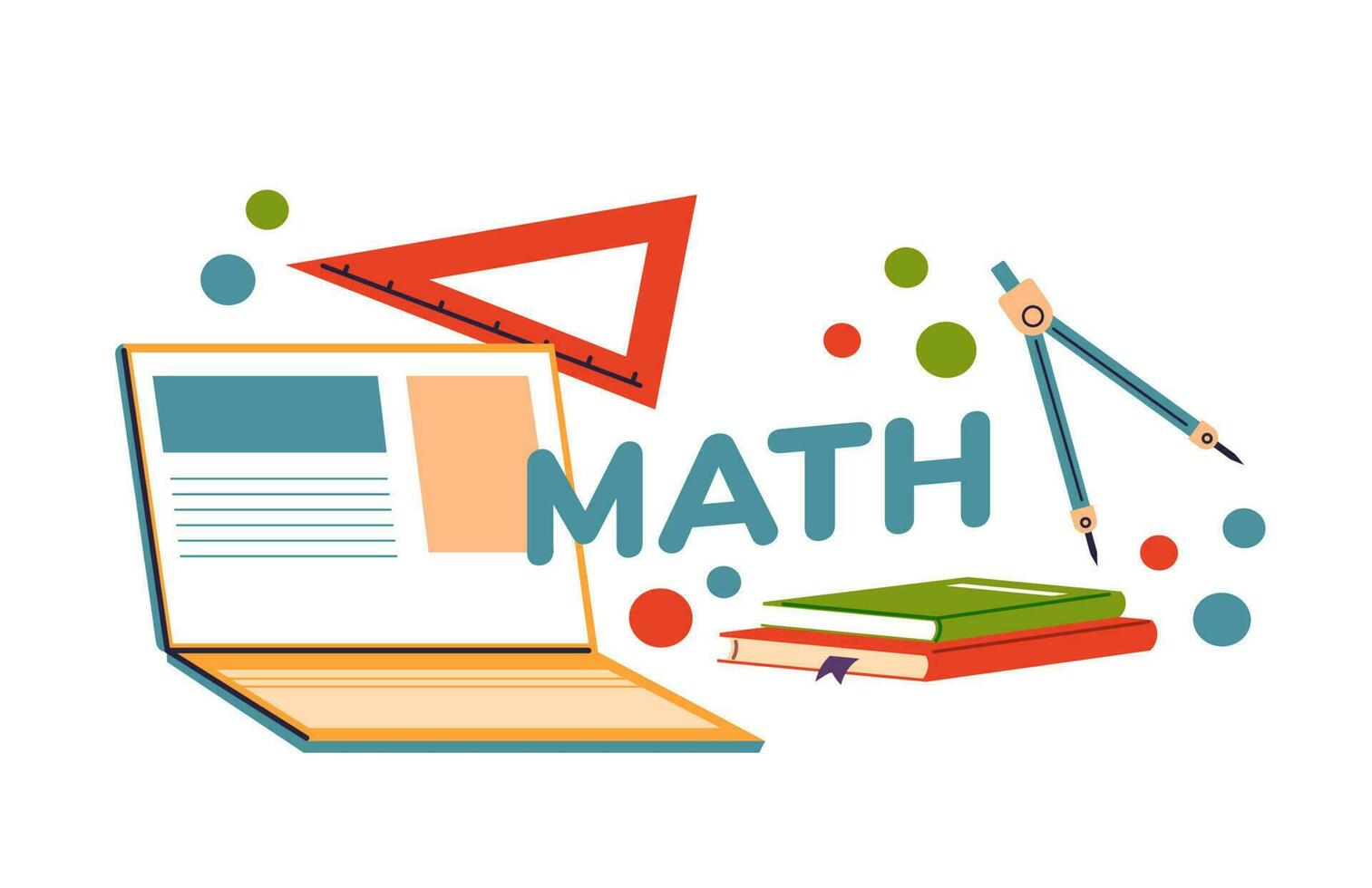 Lektionen beim Schule, Mathematik Bücher und Laptop vektor