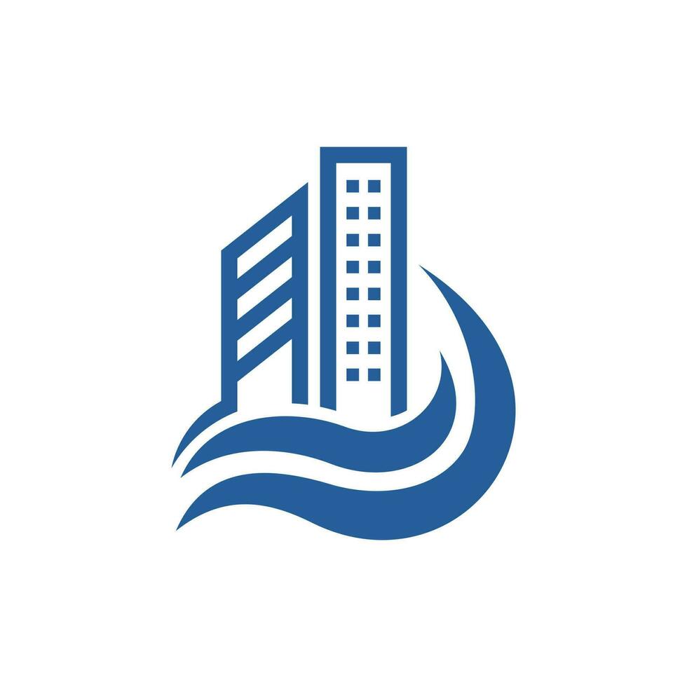 Gebäude Welle Turm modern einfach Logo vektor