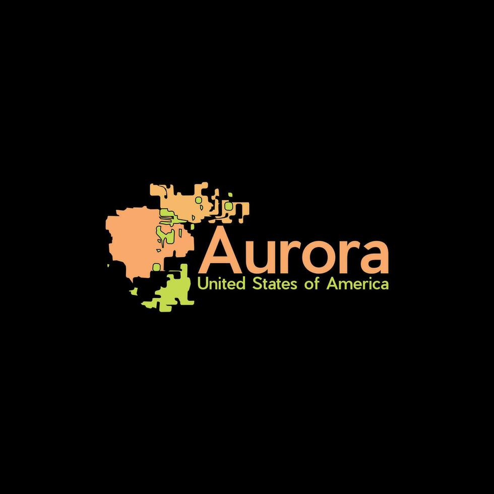 aurora stad Karta geometrisk kreativ design vektor