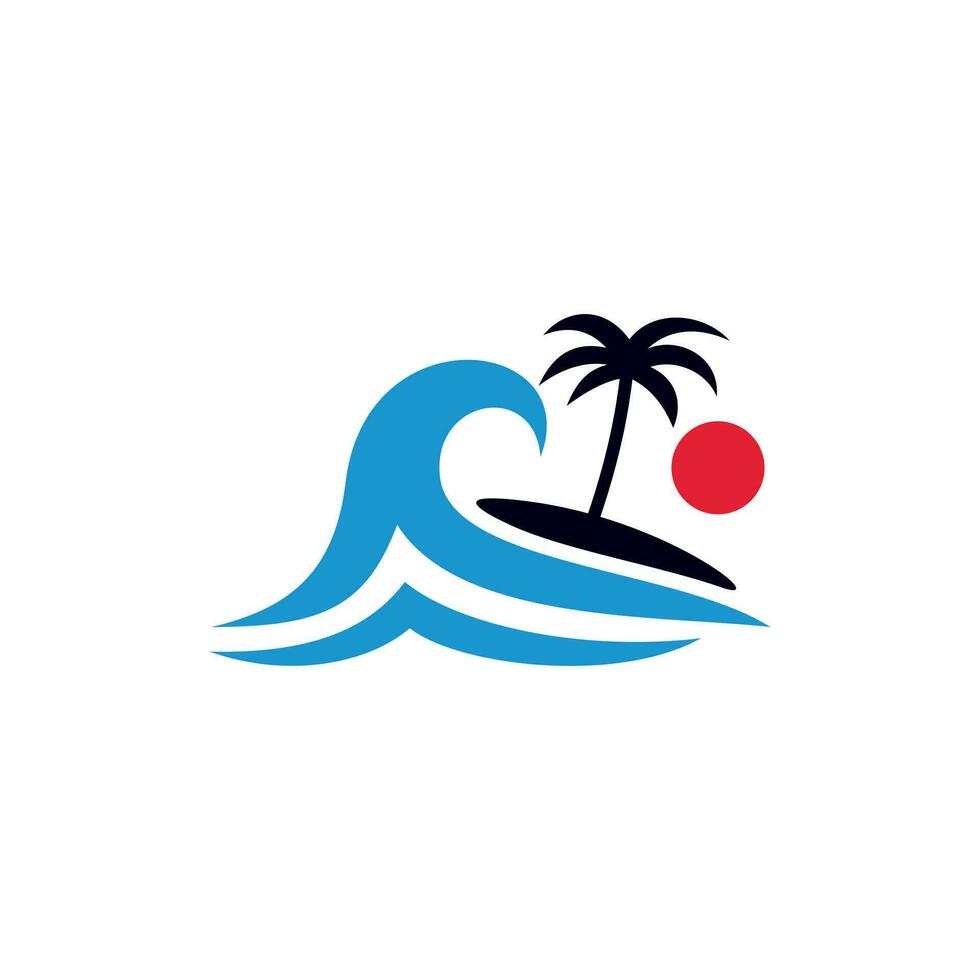 Baum Strand Ozean Natur kreativ Logo vektor