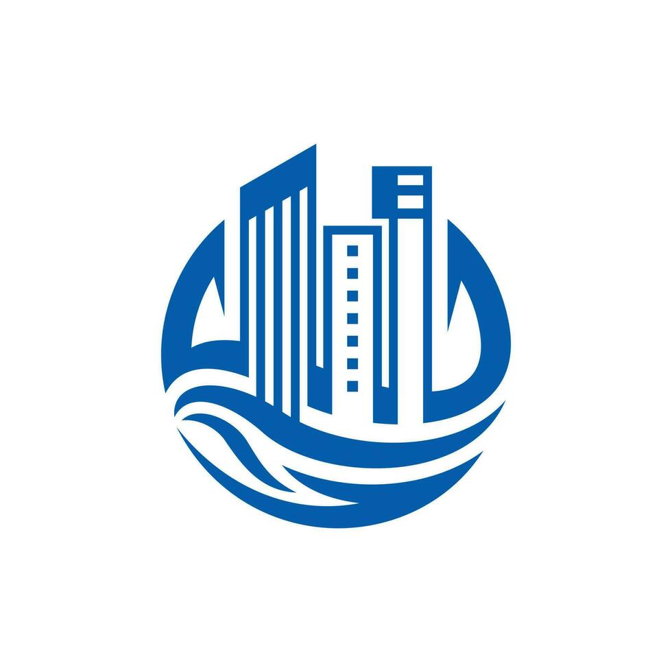 Kreis Welle Stadt Gebäude modern kreativ Logo vektor