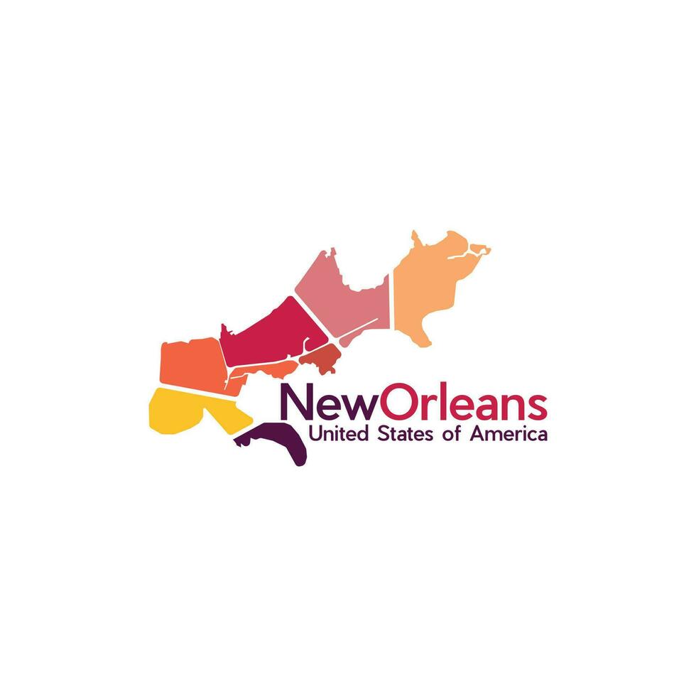 Neu Orleans Stadt Karte bunt kreativ Logo vektor