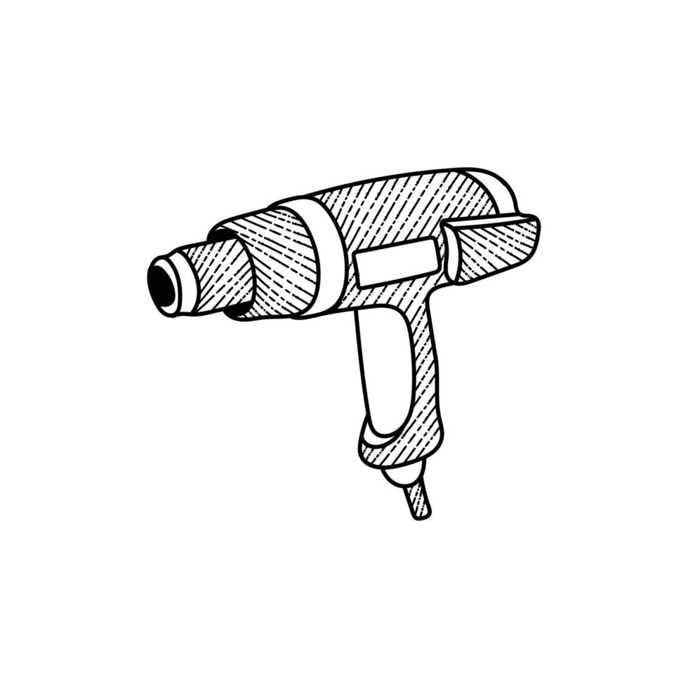 elektrisch heiß Luft Gewehr Werkzeug Linie Kunst Illustration kreativ Design vektor