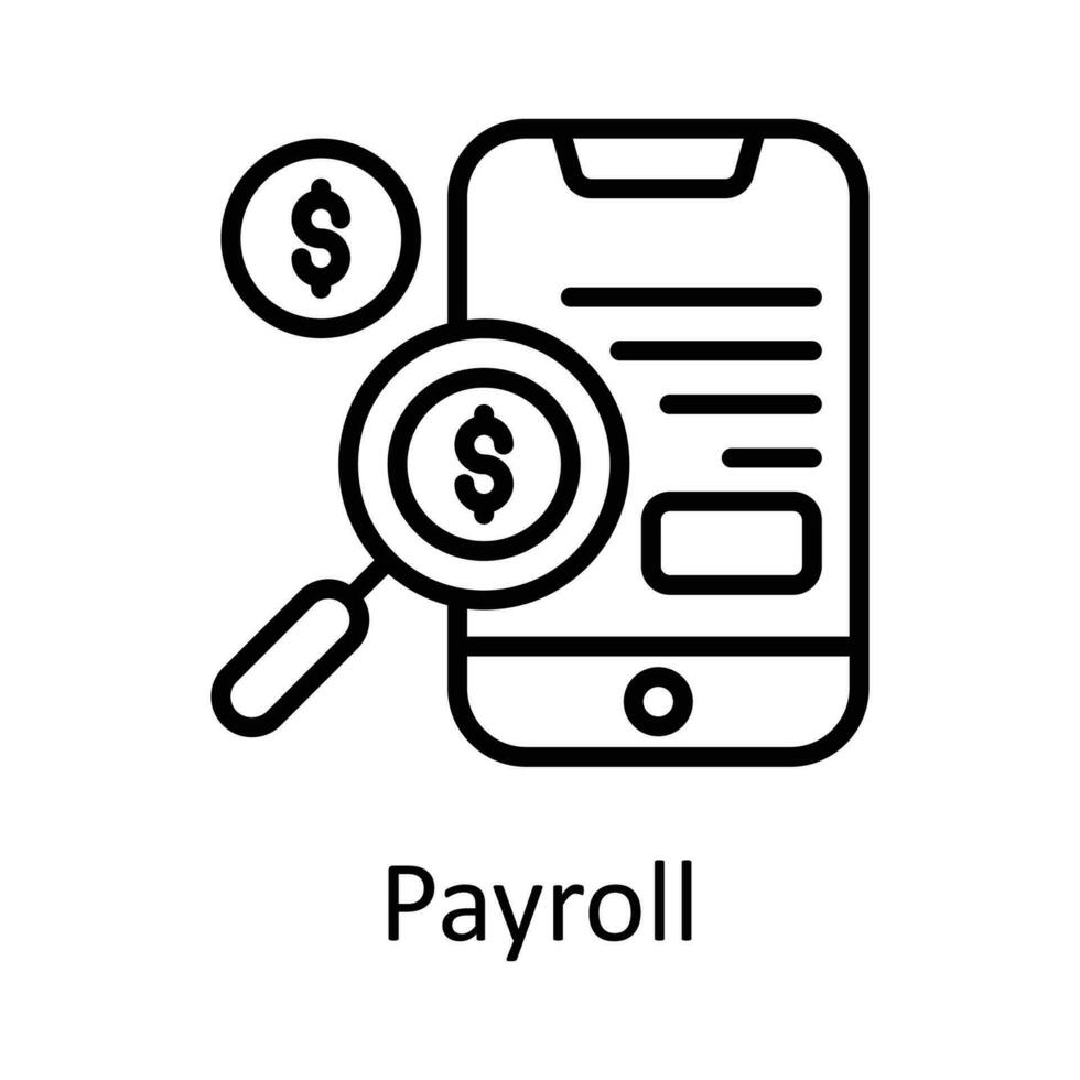 Lohn-und Gehaltsabrechnung Vektor Gliederung Symbol Design Illustration. Steuern Symbol auf Weiß Hintergrund eps 10 Datei