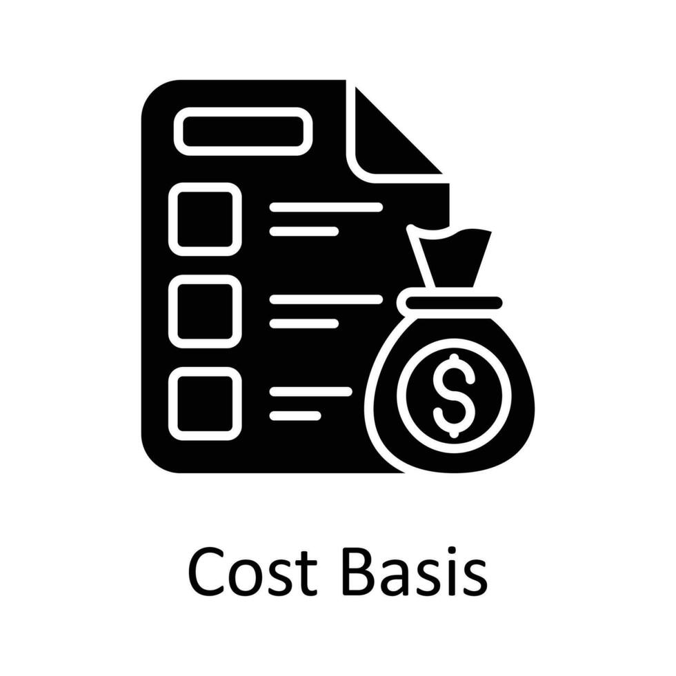 Kosten Basis Vektor solide Symbol Design Illustration. Steuern Symbol auf Weiß Hintergrund eps 10 Datei