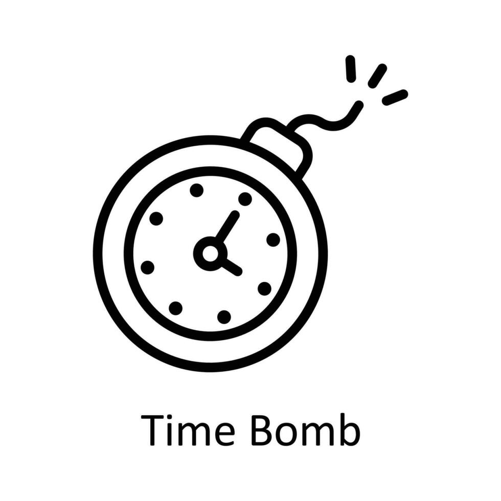 tid bomba vektor översikt ikon design illustration. tid förvaltning symbol på vit bakgrund eps 10 fil