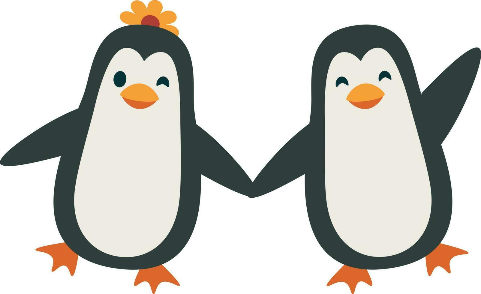 süß Pinguin Paar isoliert auf Weiß Hintergrund. Vektor Illustration.
