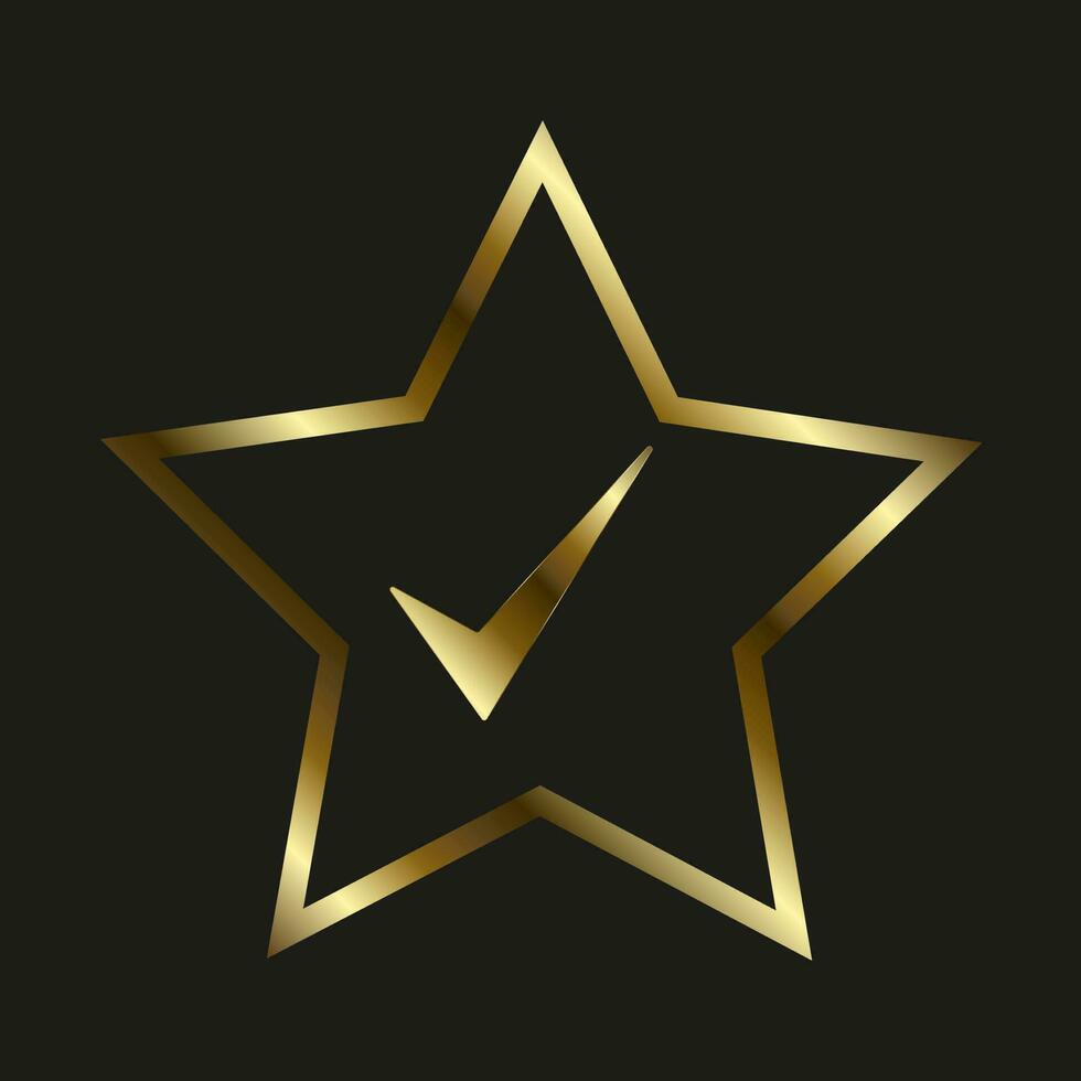 Gold Star ausgewählt Rahmen im golden Farbe benutzt im Qualität Bewertung Symbole, Symbole zum Bewertung Symbol vektor