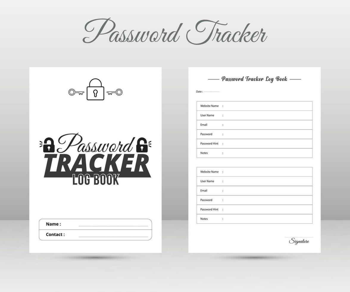 Webseite Passwort Tracker Logbuch. kdp Innere. vektor