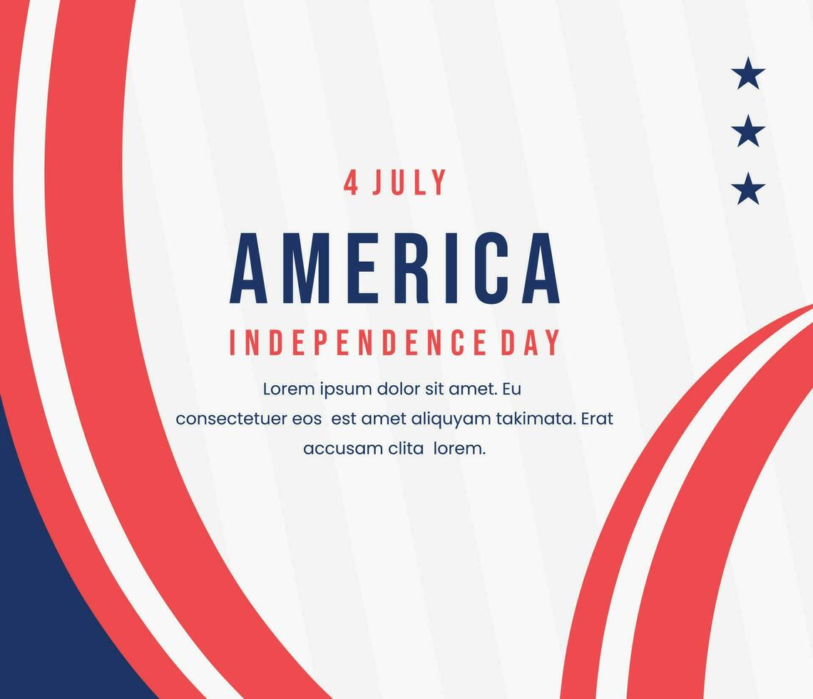amerikan oberoende dag hälsning kort på vit bakgrund vektor illustration