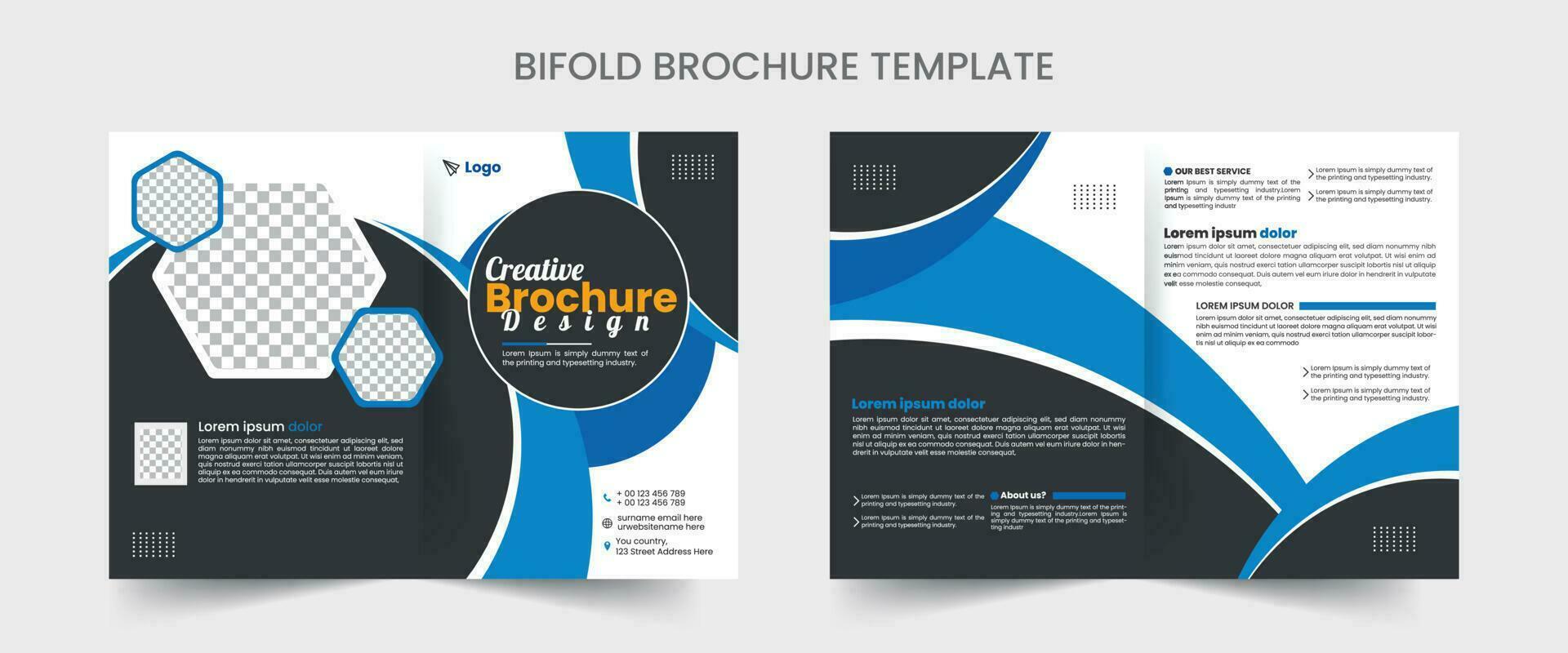 bi falten Broschüre Design Vorlage zum Ihre Unternehmen mit minimal und modern Formen im a4 Format. vektor
