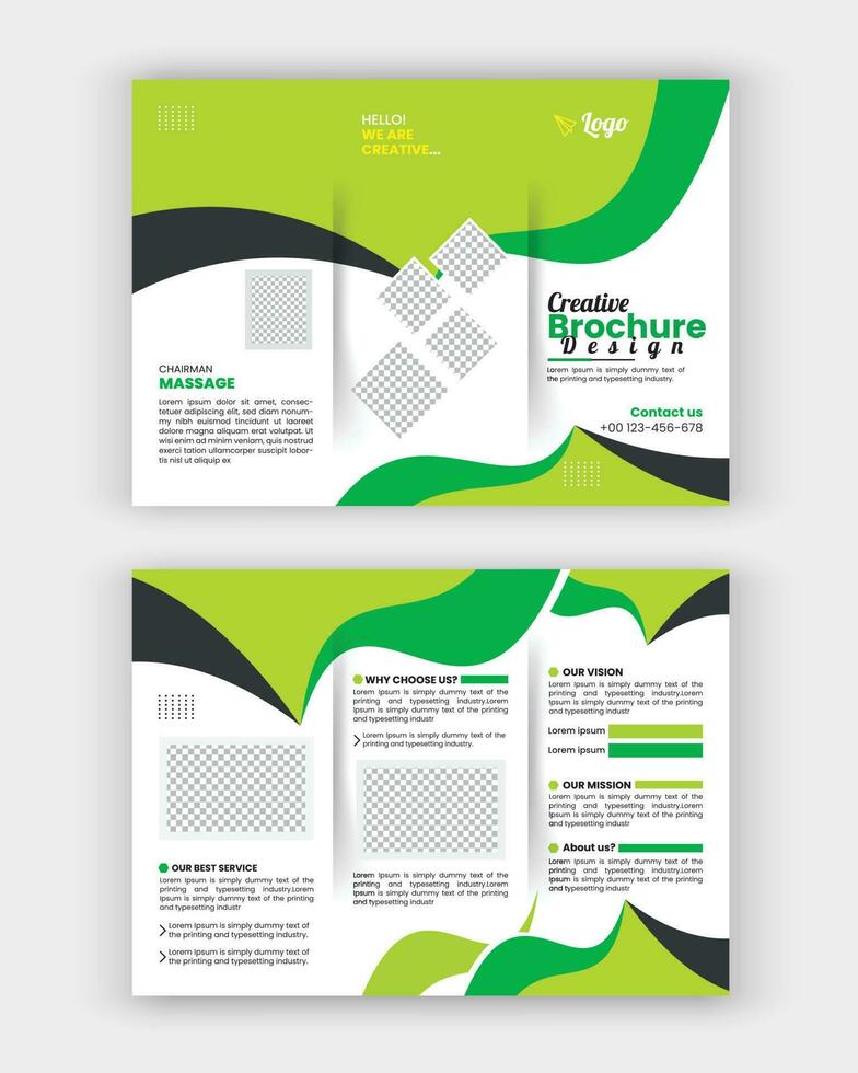 Geschäft Broschüre Vorlage im tri falten Layout. korporativ Design Flugblatt mit minimal Design Vorlage im a4. vektor
