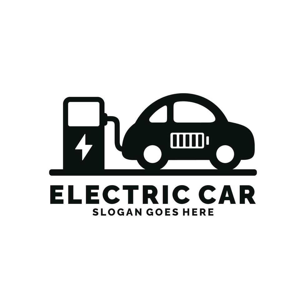 elektrisk bil logotyp design vektor