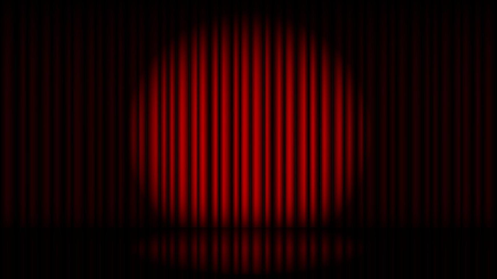 Bühne mit rotem Vorhang und Scheinwerfervektorillustration vektor