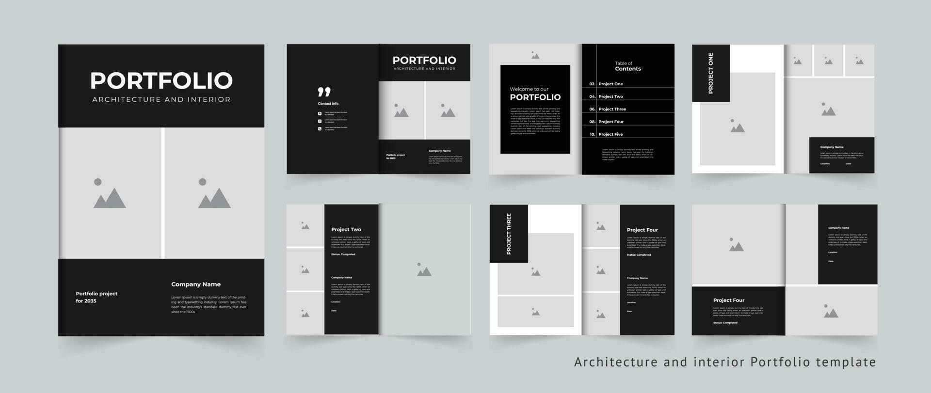 die Architektur Portfolio Layout Design Fachmann architektonisch und Innere Portfolio Vorlage vektor