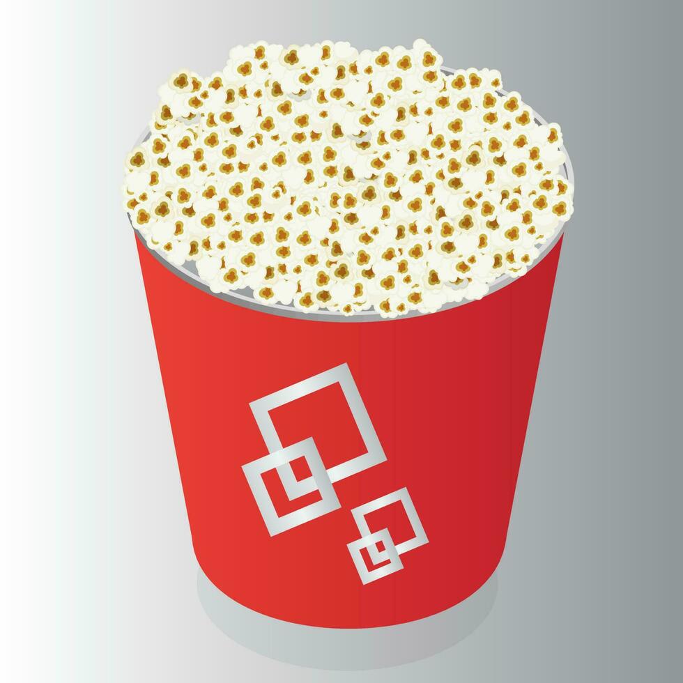röd popcorn hink i 3d stil. vektor