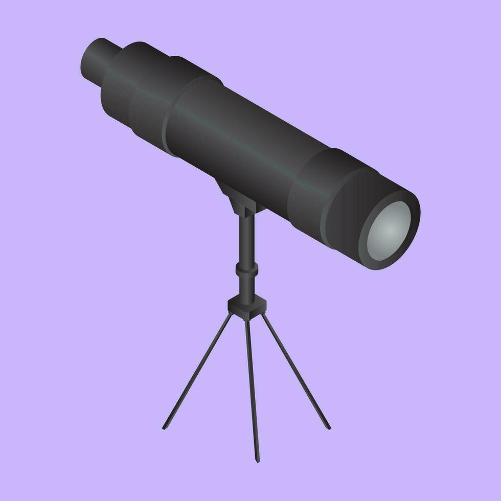 realistisch Teleskop auf lila Hintergrund. vektor