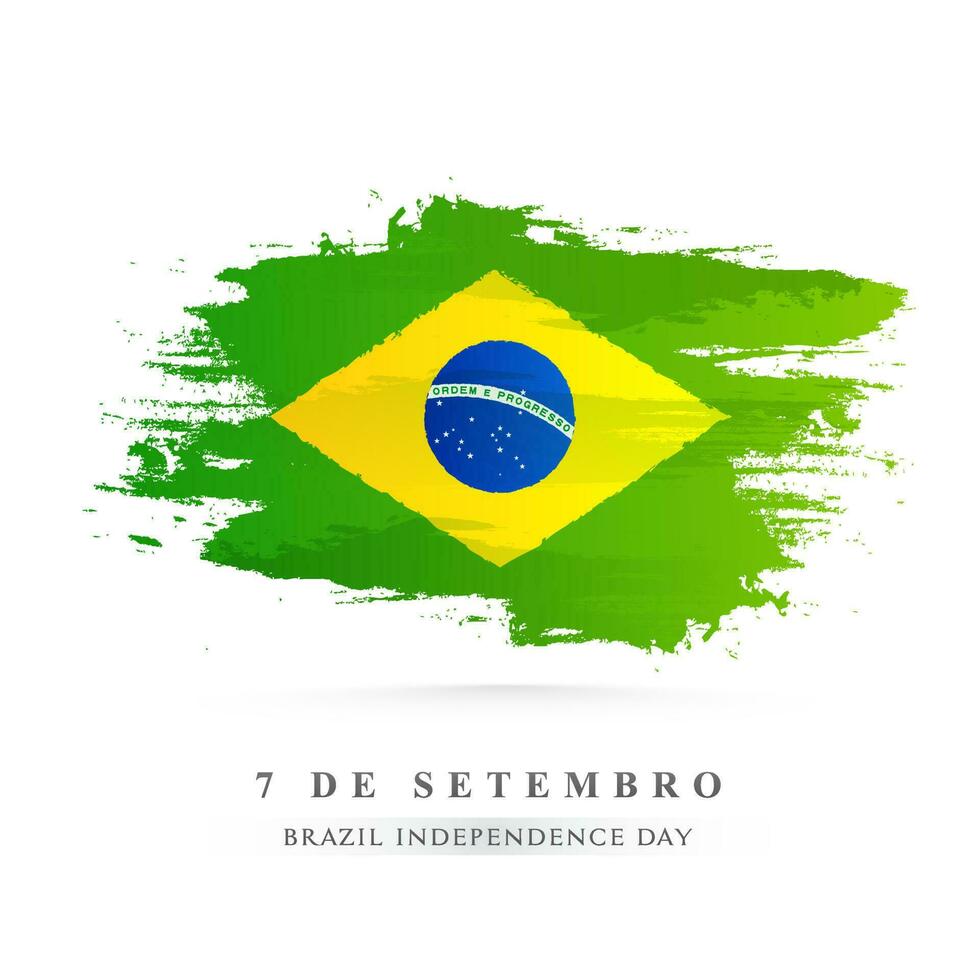 kreativ Brasilien National Flagge Farbe Bürste Schlaganfall Hintergrund zum 7 de September, Brasilien Unabhängigkeit Tag Feier Konzept. vektor